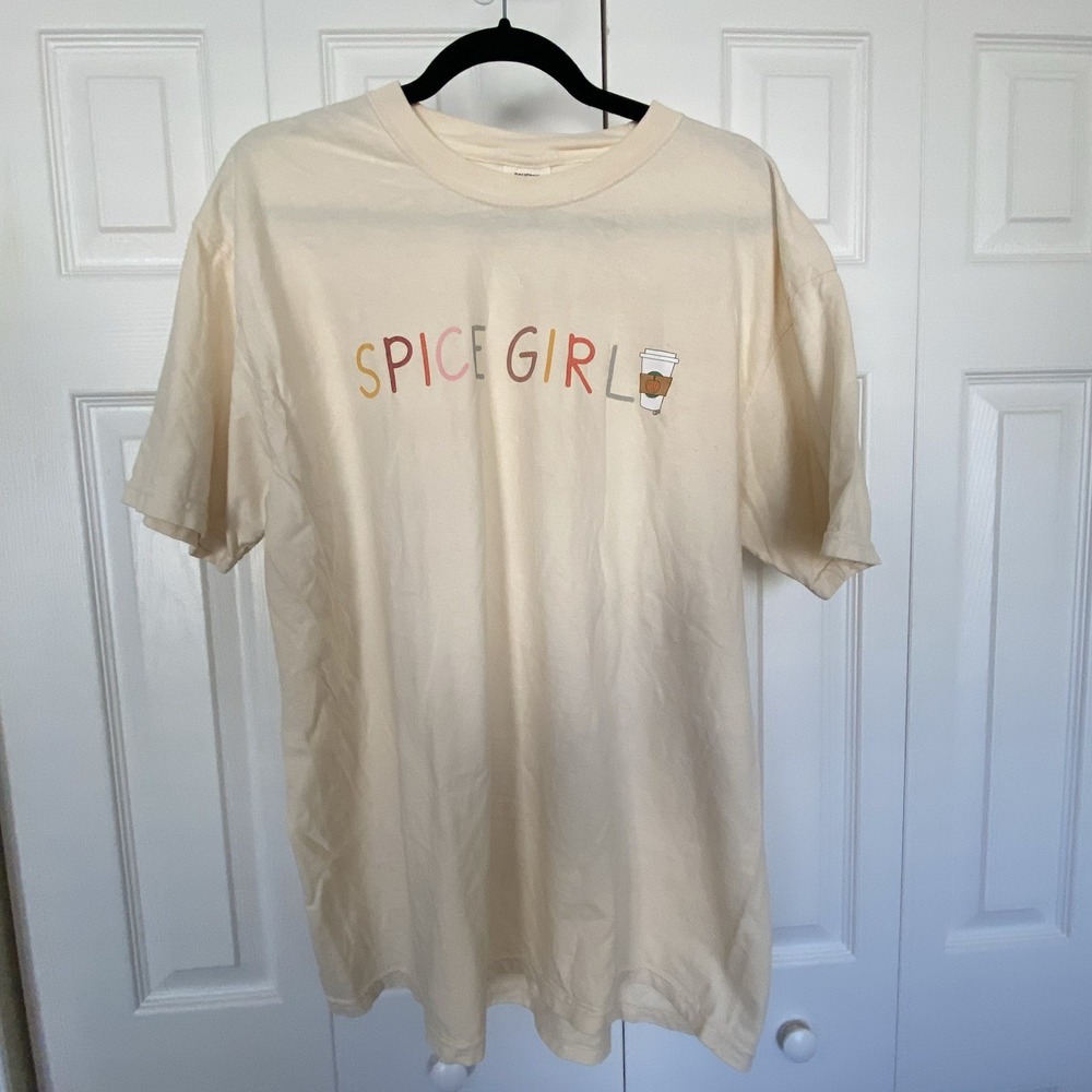 Callie Danielle Comfort Colors Women XL Cream Spice Girl Pumpkin Coffee T-Shirt
